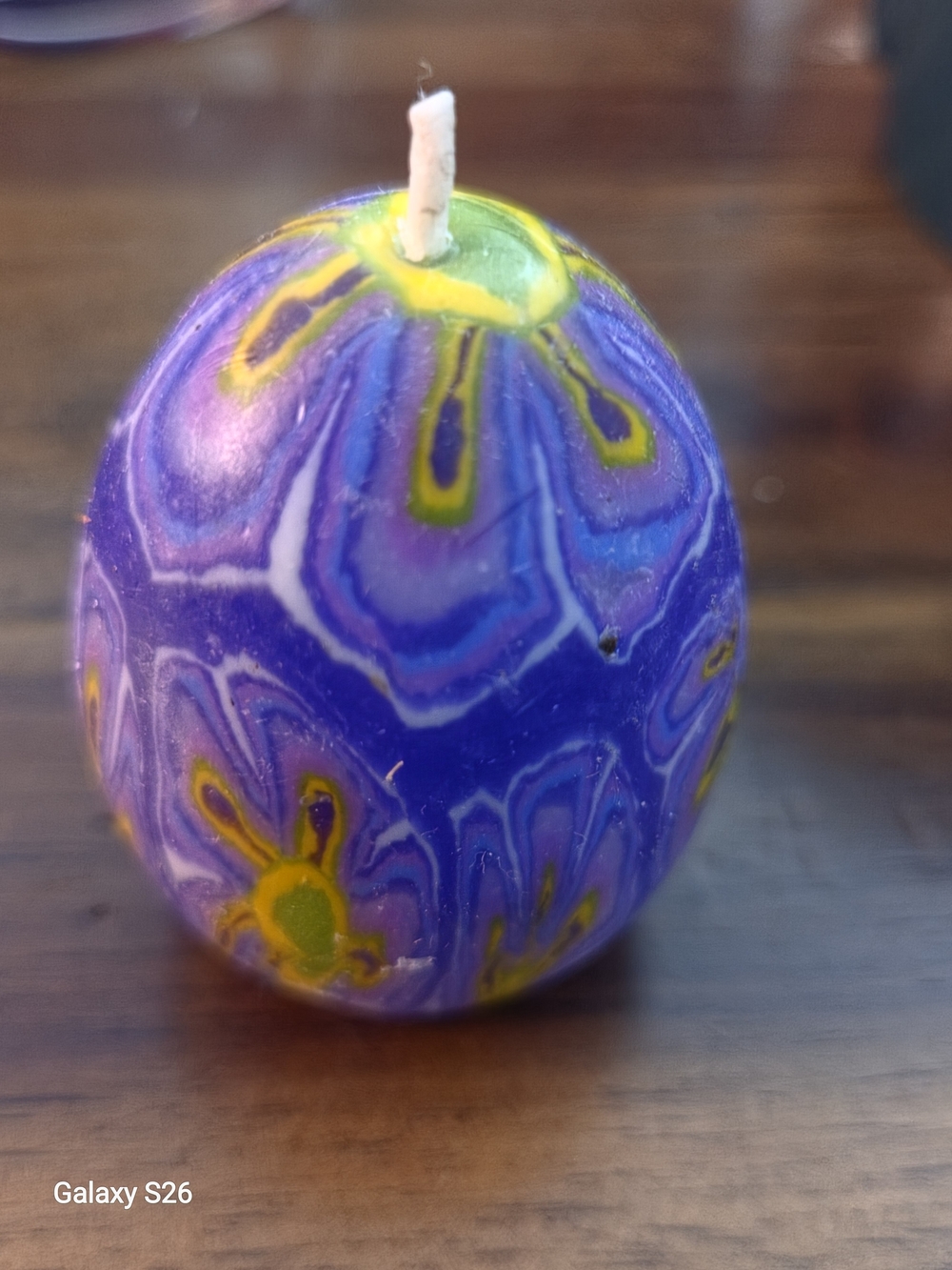 Handcrafted Purple Floral Egg Candle - Unbranded